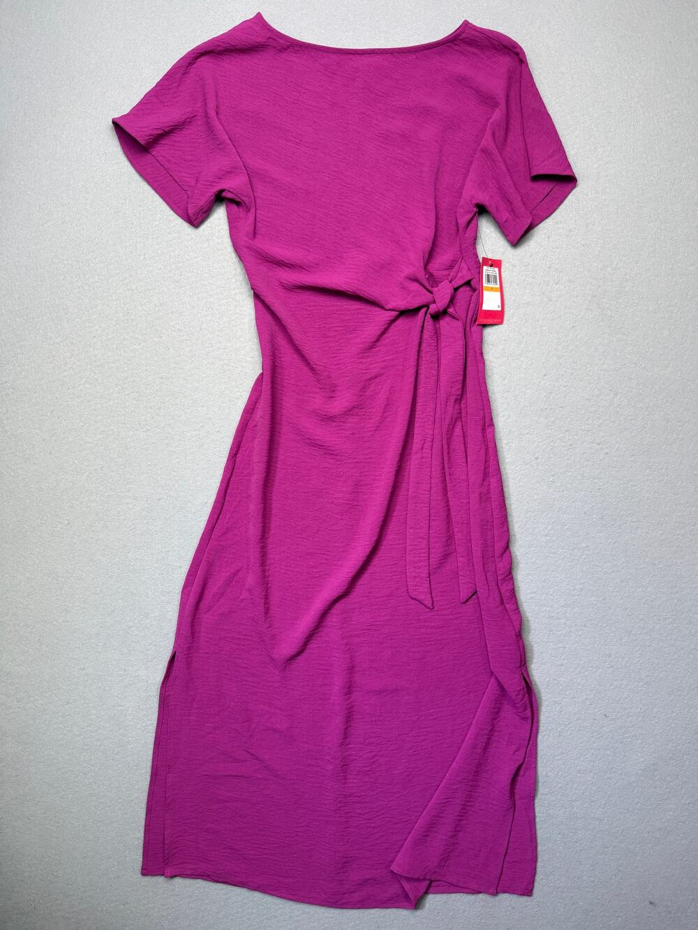 Vince Camuto Women's Tie-Waist Boat-Neck MIDI Dress - Grape Wine small $119
